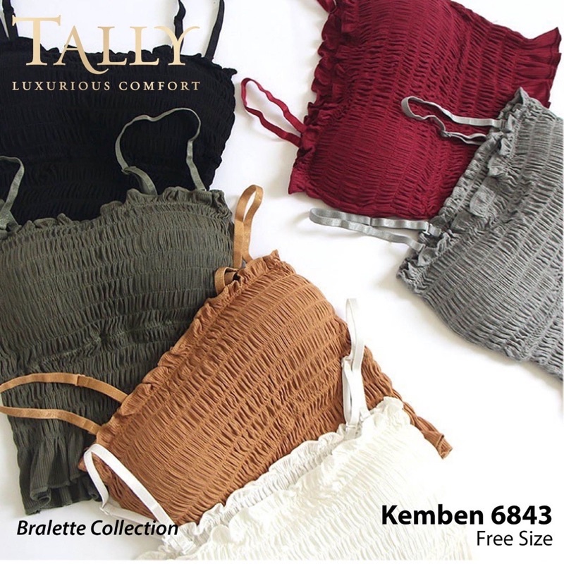 TALLY BRA KEMBEN BRALETTE 6843 I CUP B | ADA BUSA I FREE SIZE I BAHAN KATUN LEMBUT