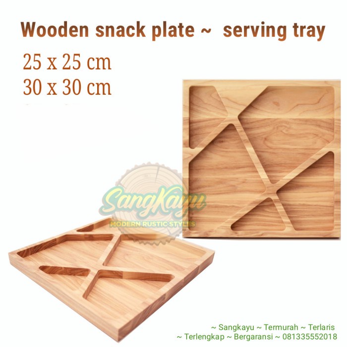 Wooden serving tray snack tray coaster tatakan piring kayu nampan baki - KAYU MAHONI, 25 x 25 cm