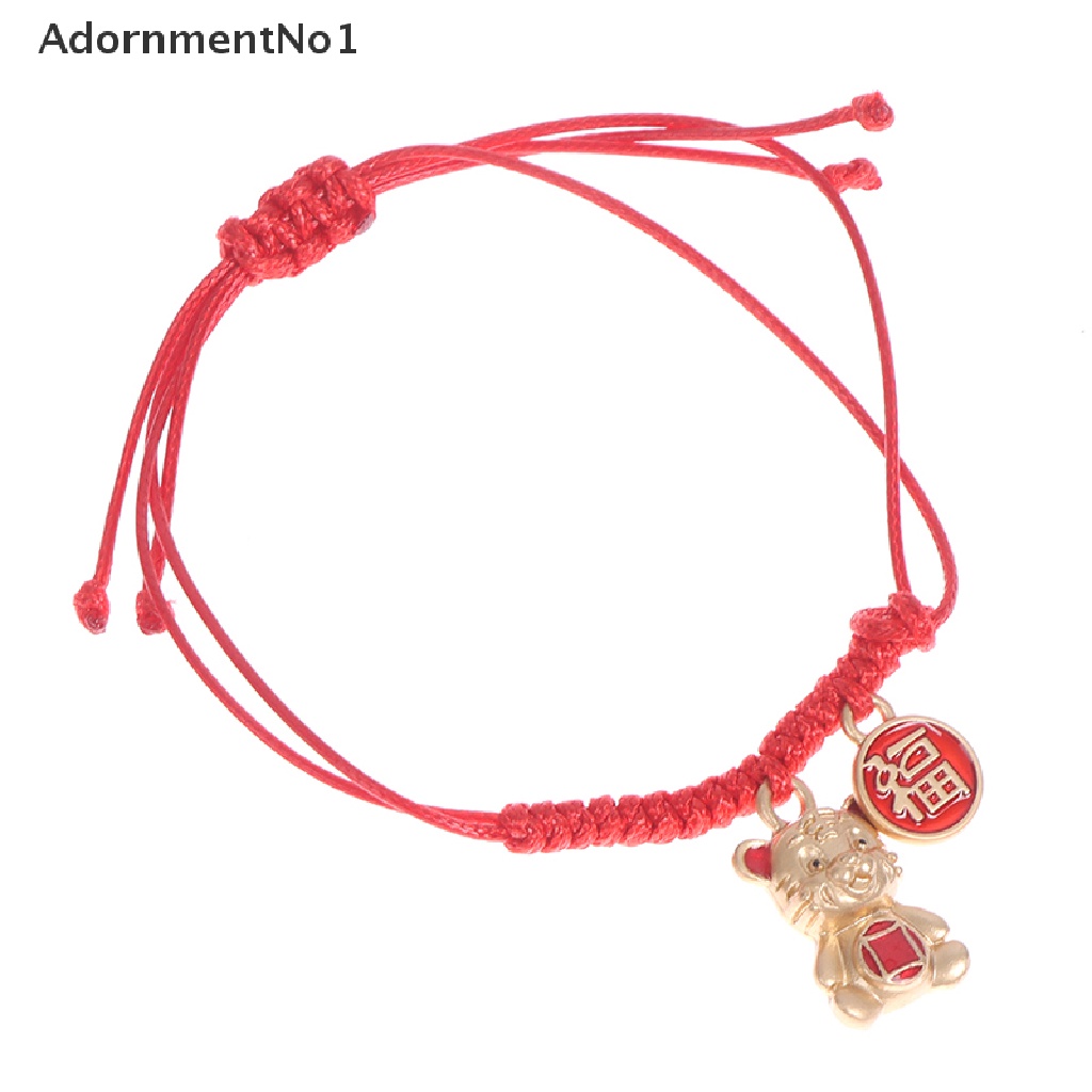 (AdornmentNo1) 2022 Gelang Tangan Tali Merah Handmade Aksen Liontin Macan Untuk Tahun Baru Cina / Imlek