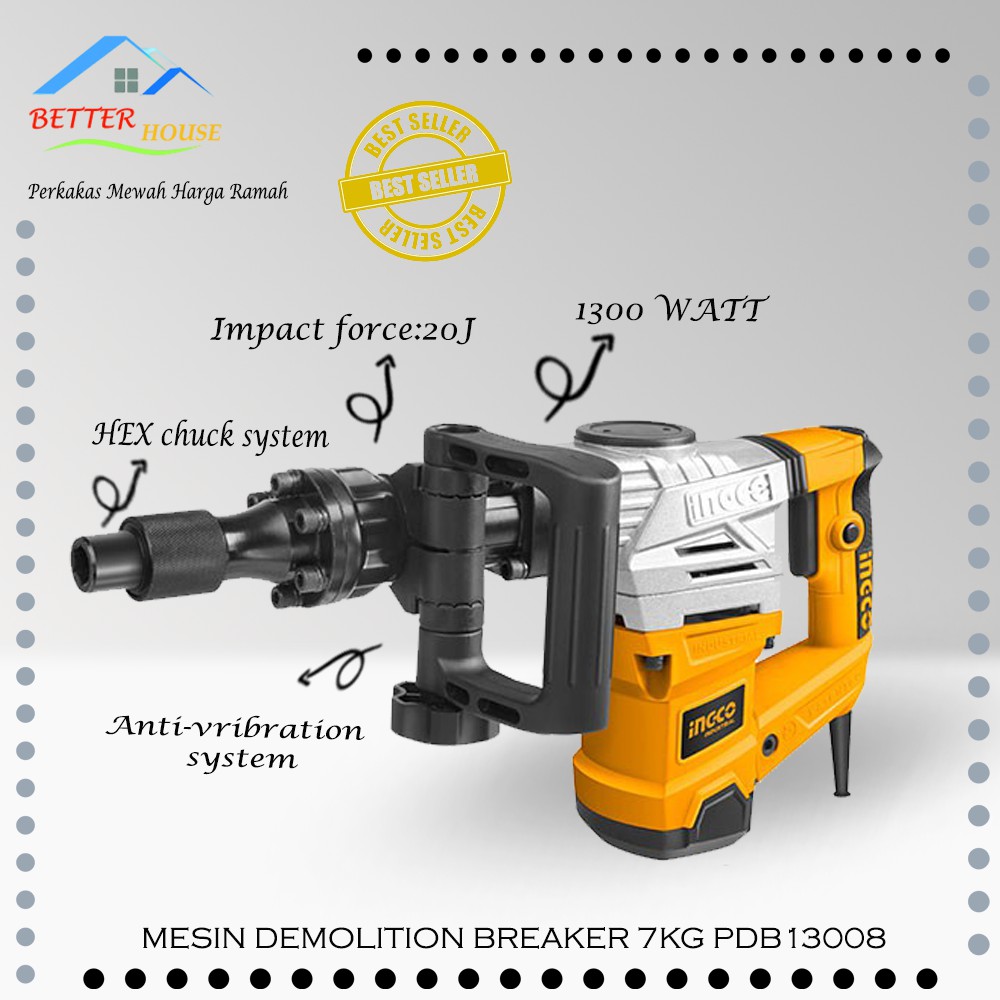 Mesin Bobok Mesin Jack Hammer Demolition Breaker 7Kg INGCO PDB13008