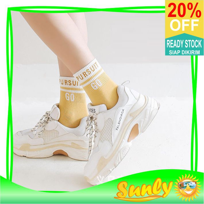 ☀ Sunly ☀ A058 Kaos Kaki Wanita Pursuit Go Fashion Korea Kaoskaki Panjang Sport Olahraga Jogging