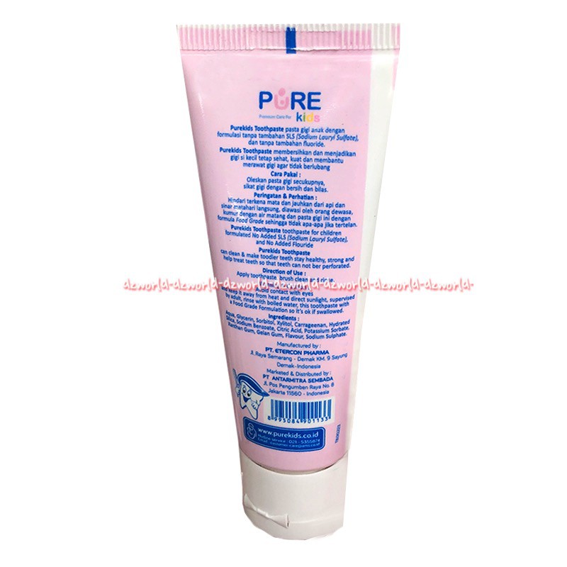 Pure Kids Tooth Paste 50gr Banana Strawberry Flavoure Odol Pasta Gigi Purekids Pure Kid Pisang Purekids