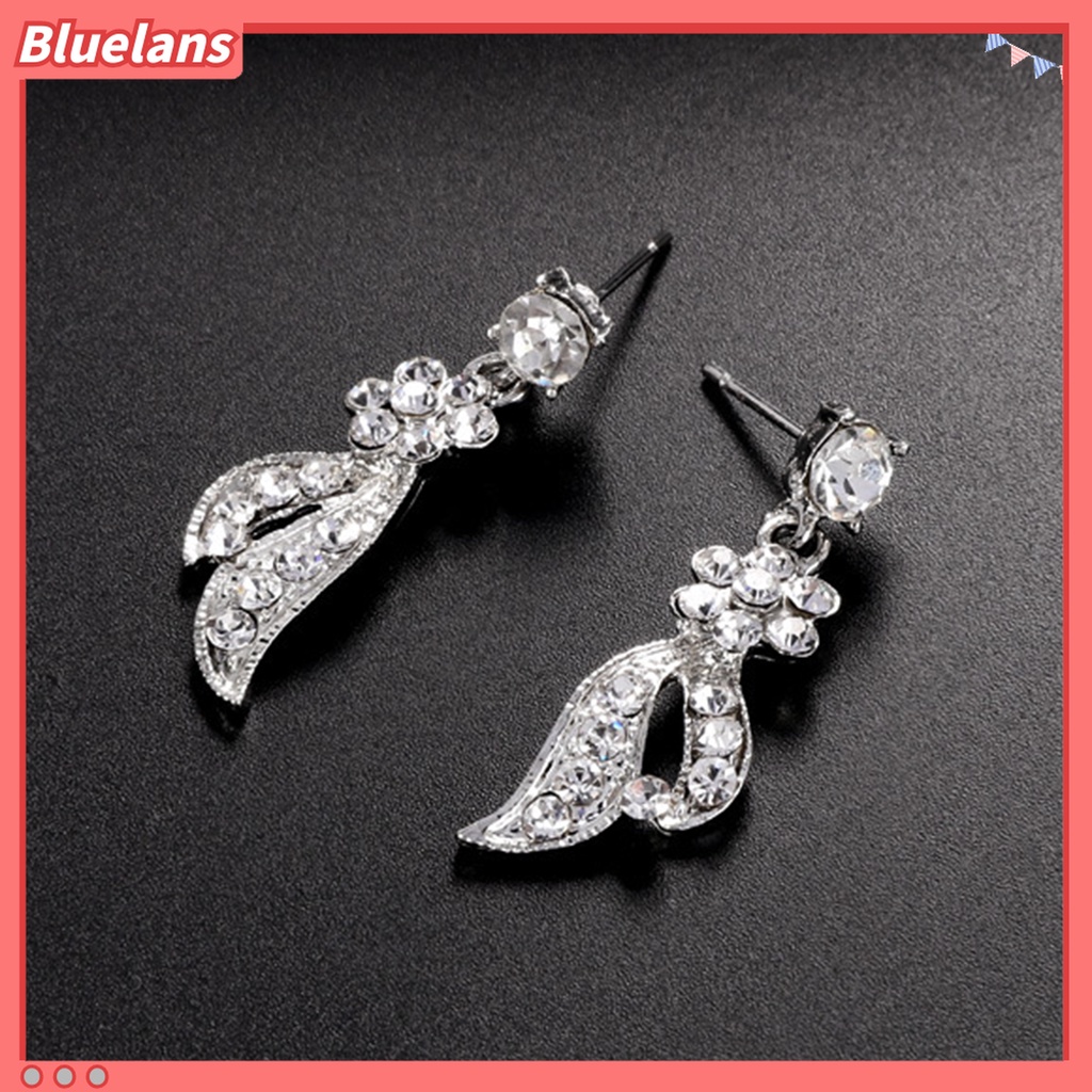 1 Set Perhiasan Kalung Anting Berlian Imitasi Adjustable Untuk Pernikahan