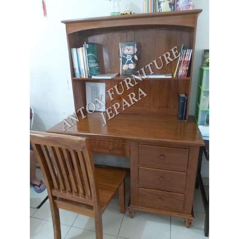 meja kerja meja belajar kayu jati mebel Jepara meja belajar furniture Jepara