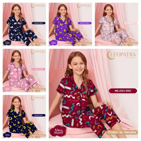 Cleopatra Piyama Anak Perempuan Motif Karakter usia 8-10 (size 10) Setelan Baju Tidur Murah