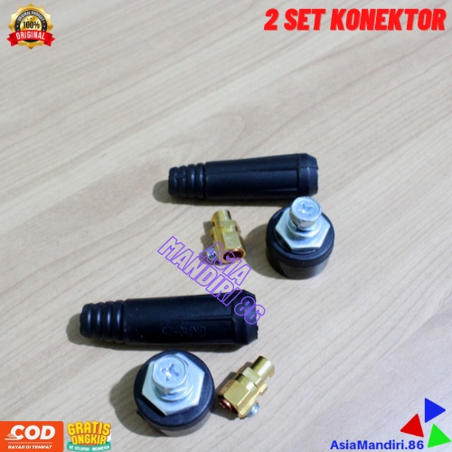 PAKET TANG LAS 200A + TANG MASSA 300A + 2 SET KONEKTOR LAS / Electrode Holder MMA 200A  / Earth Clamp Stang Tang Las Klem Masa 300A / Set Kabel Konektor Male Female Connector Las 10 - 25 mm Mesin Las YUKIDO