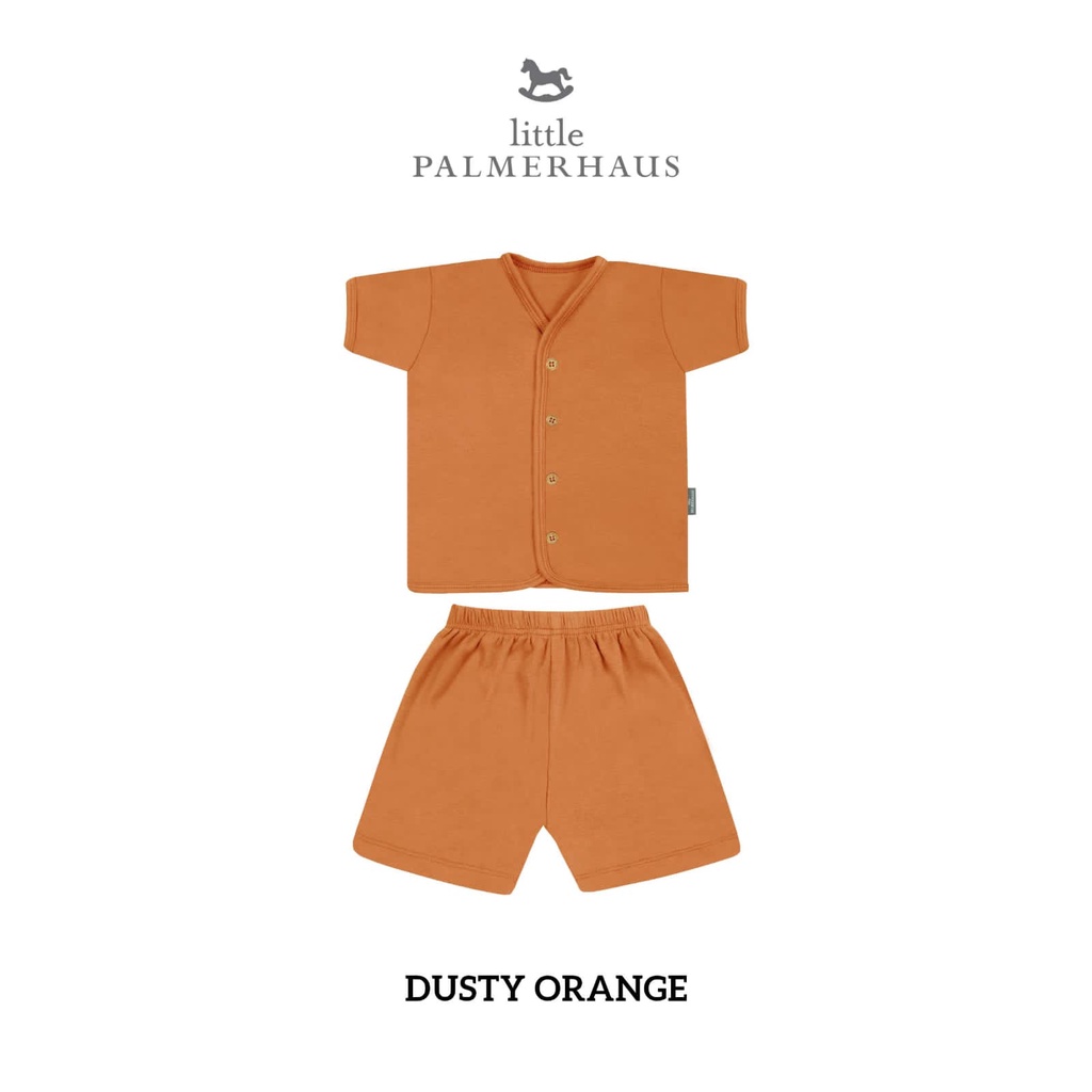 Little Palmerhaus Button Tee Shorts Sleeve Stelan Set Lengan Pendek Size 0-3m 6-12m 12-24m Stelang Pendek Kancing Depan