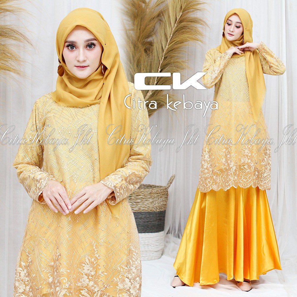 Tunic tulle mutiara bordir(gliter) / baju kurung