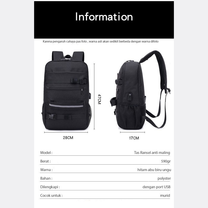 CJBP-0617 Tino Tas Ransel BackpackPria /as Laptop/Tas kerja Dengan Colokan USB