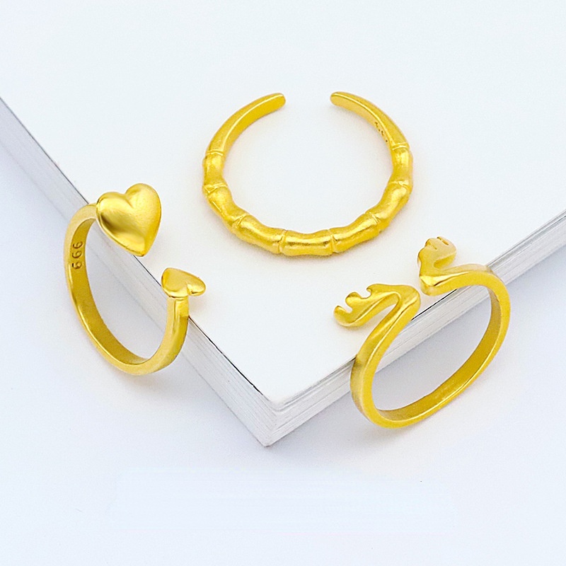 Cincin Jari Telunjuk Desain Tanduk Rusa 24k Frosted Gaya Korea Untuk Pelajar