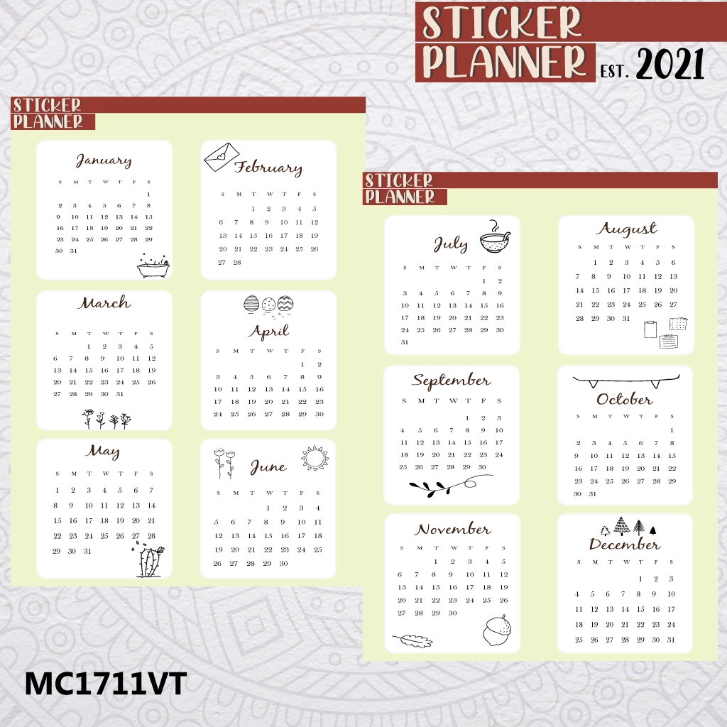 

Mini Vintage Calendar 2023 Sticker Planner | Deco, journal, sticker sheet, bujo, scrapbook, kalender