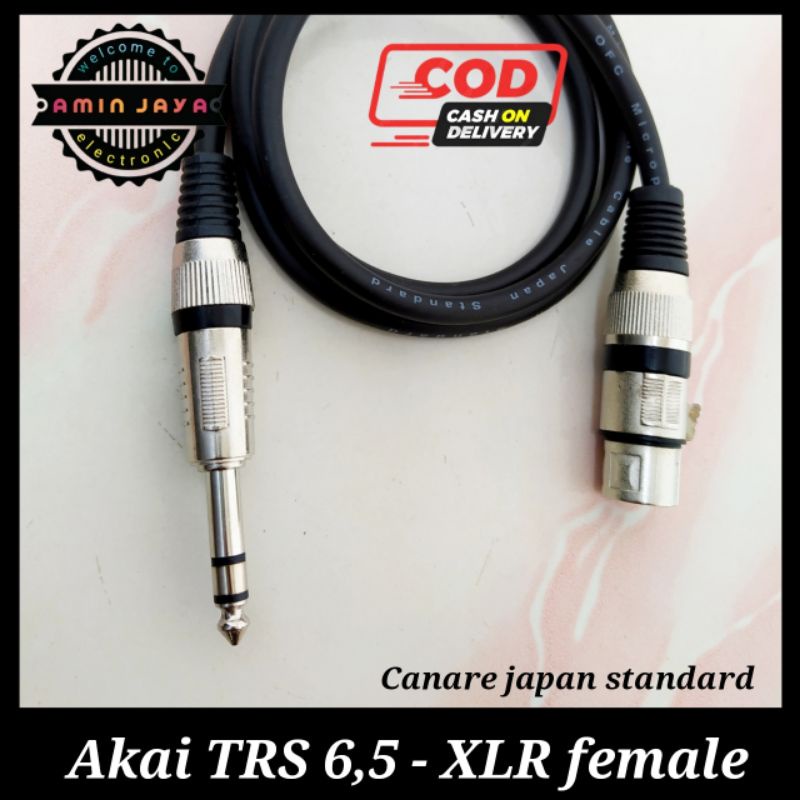 Kabel jack xlr female to trs akai stereo 2 meter