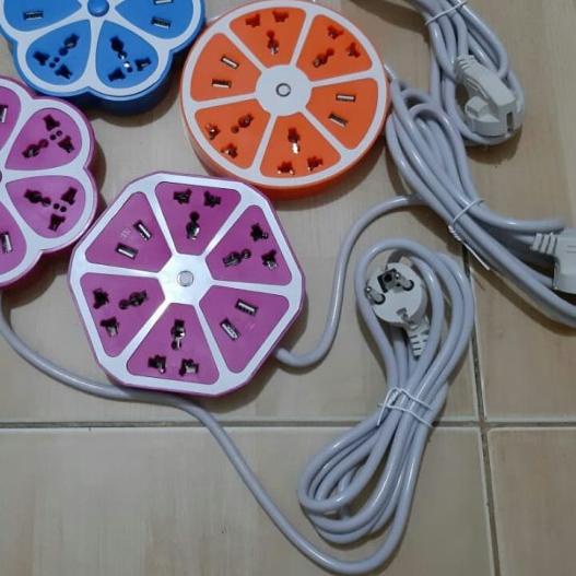 Terminal Colokan Listrik 4 Lubang + 4 USB Port Charger panjang 180cm