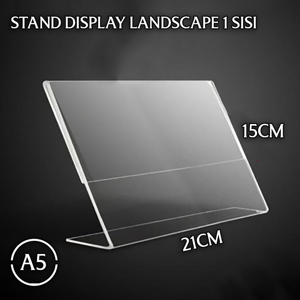 

Tent Card Acrylic Display A5 Landscape / Stand Akrilik Tent Holder Brosur 1 Sisi / Tempat Brosur