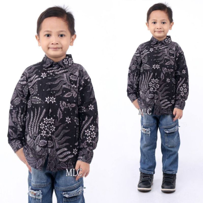 Baju batik anak laki-laki lengan panjang umur 2-13 tahun bisa buat sekolah hari batik