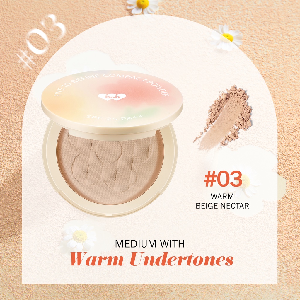【PRE-ORDER】BNB barenbliss Korean Bloomatte Fine to Refine Compact Powder 「24H oil control」Bedak Padat-03Warm Beige Nectar
