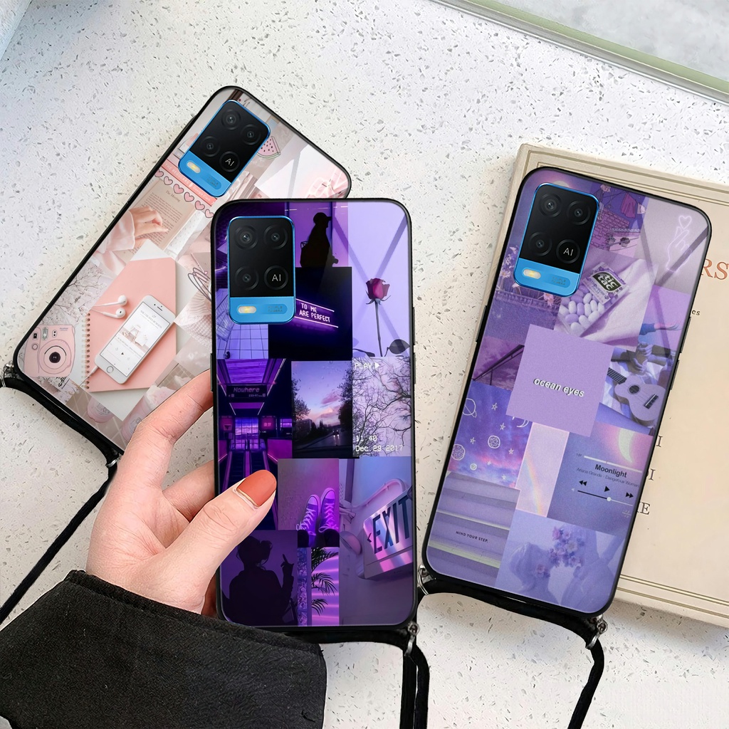 KS214 SOFTCASE KACA + TALI OPPO A54 A16 RENO 6 4G 5G RENO 5 5F 4 4F A74 A95 A12 A5 2020 A53 A15