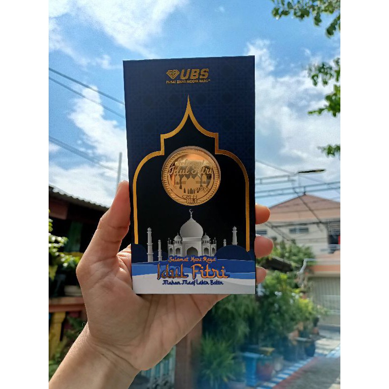 Logam Mulia 24 K UBS Thin Gold Idul Fitri Biru 0.2 Gram