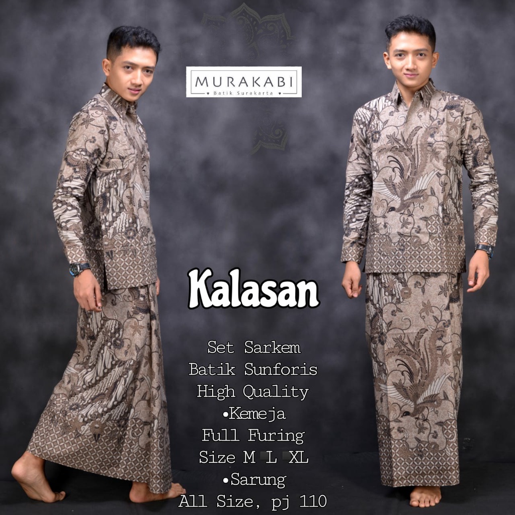 STELAN SETELAN BATIK SARUNG LENGAN PANJANG || SET SARKEM SARUNG KEMEJA BATIK BAHAN KATUN HALUS || KA