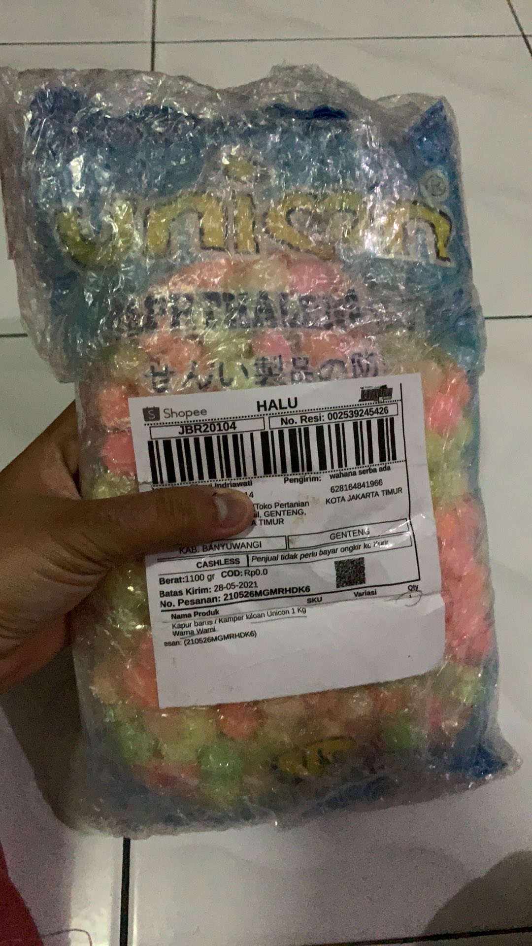 Kapur Barus / Kamper Kiloan Unicon 1 Kg Warna Warni