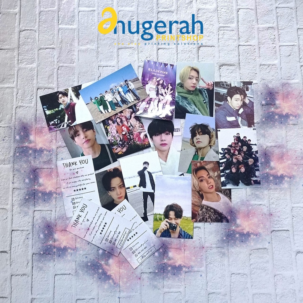 CETAK PHOTOCARD PHOTO CARD 2 SISI - GLOSSY DOFT ART CARTON 260 GR KPOP BTS NCT CUSTOM MURAH TERLARIS