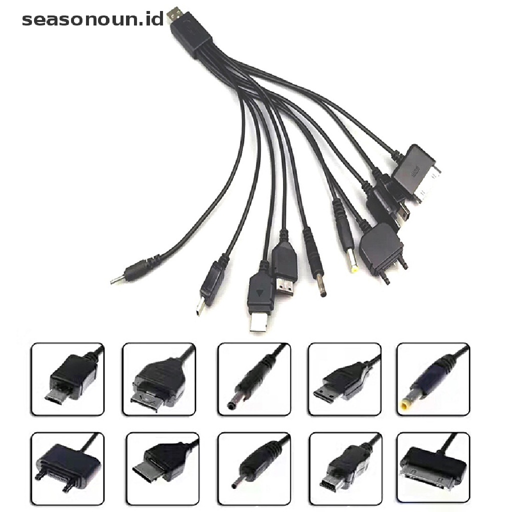 【seasonoun】 10 in 1 Multifunctional Charger USB Cables for Motorola Samsung LG Data Cable ID