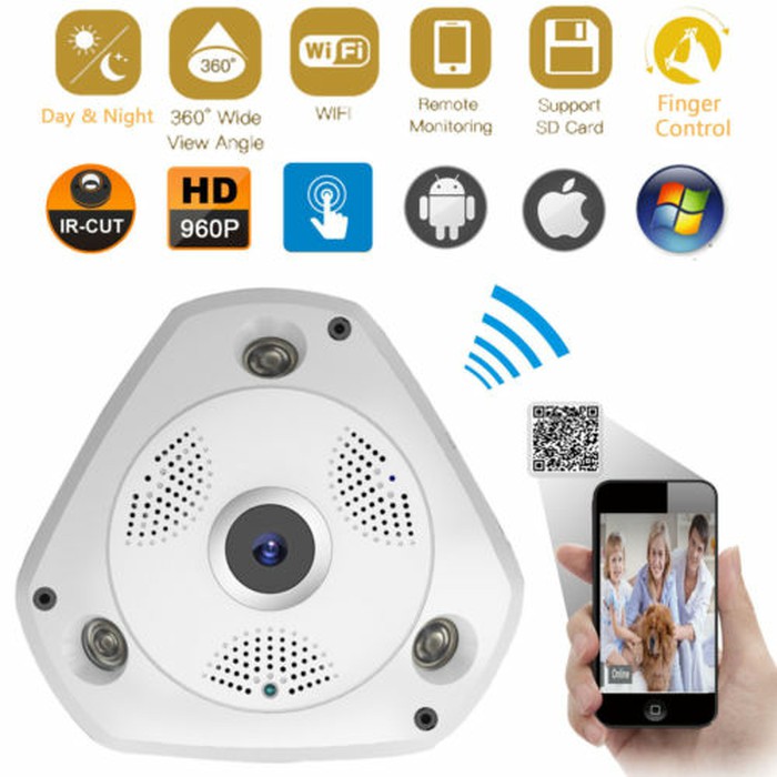 Promo VR CAM 3D   IP Camera VR 360 Wireless Fish Eye 360 Panoramic Lens cam Berkualitas