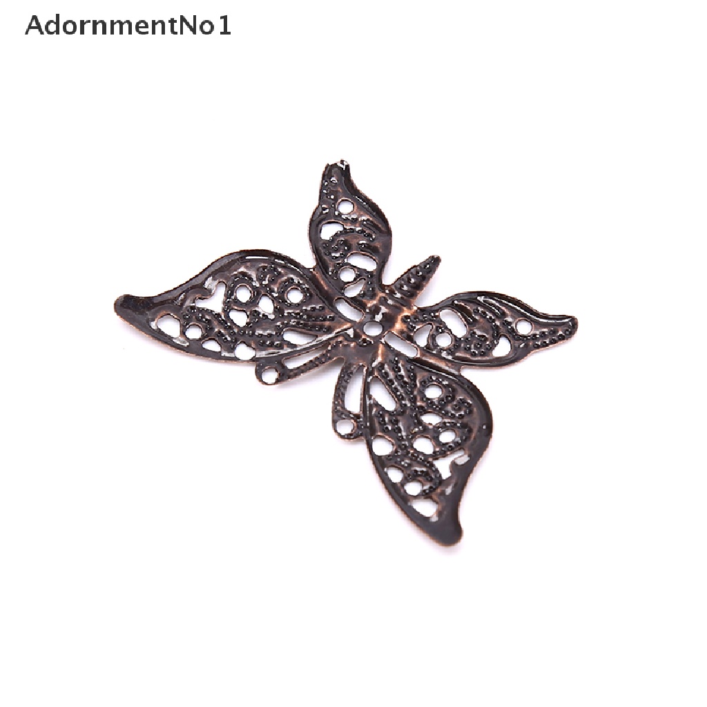 (AdornmentNo1) 50pcs / Set Konektor Butterfly Filigree Bahan Metal Gaya Vintage Untuk Membuat Perhiasan DIY