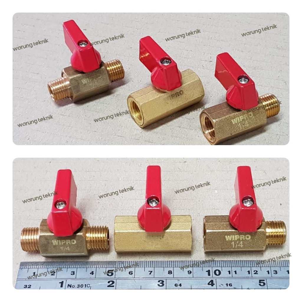 WIPRO WN5312 MINI BALL VALVE FF 1/4&quot; 1/2&quot; (DERAT DALAM) FULL BRASS KUNINGAN