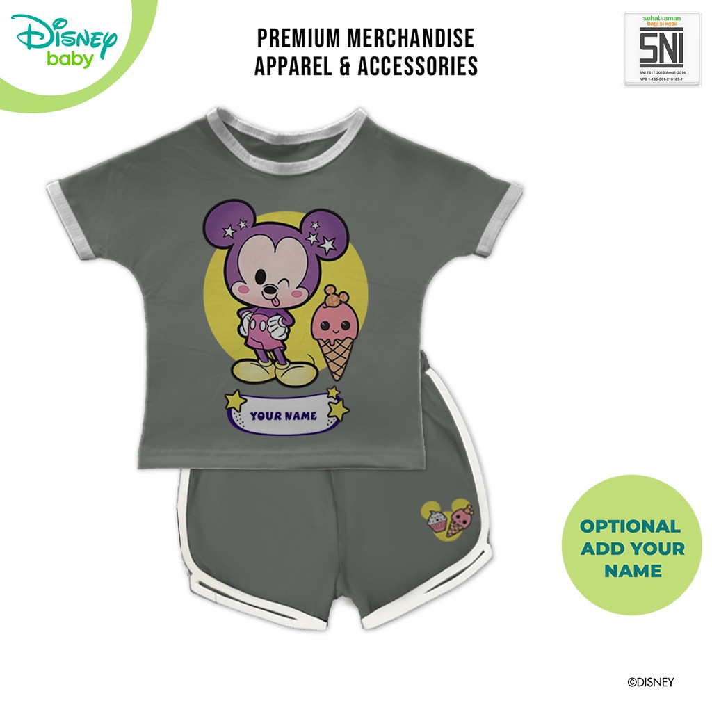 Baju Setelan Bayi Oversize Set Mickey Ice Cream Bamboo Cotton DMF266 Pakaian Anak Perempuan Premium Termurah