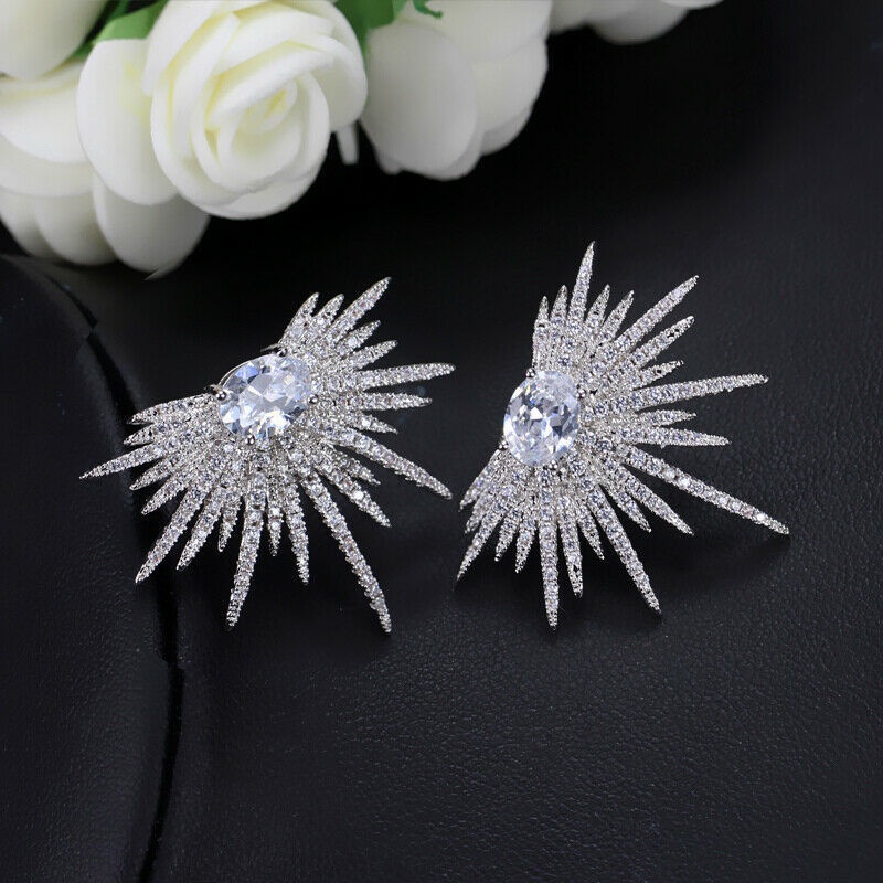 Anting Tusuk Gantung Temperament Bahan Sterling Silver 925 Desain Geometri Hias Zircon Gaya Mewaheropaamerika Untuk Wanita