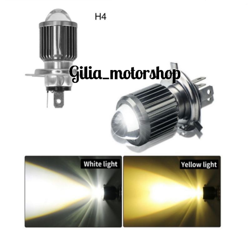 Lampu Depan Sepeda Motor H4 LED Laser  HI /LOO 18W Lampu Bohlam Depan Led H4 Hi Low 18 watt 2 warna