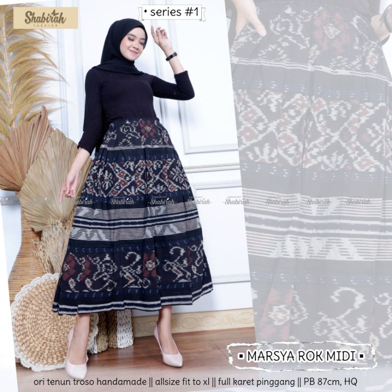 GARANSI TERMURAH COD - ROK TENUN MIDI / BAWAHAN WANITA / ROK BATIK / SKIRT / ORI BLANKET TROSO-5