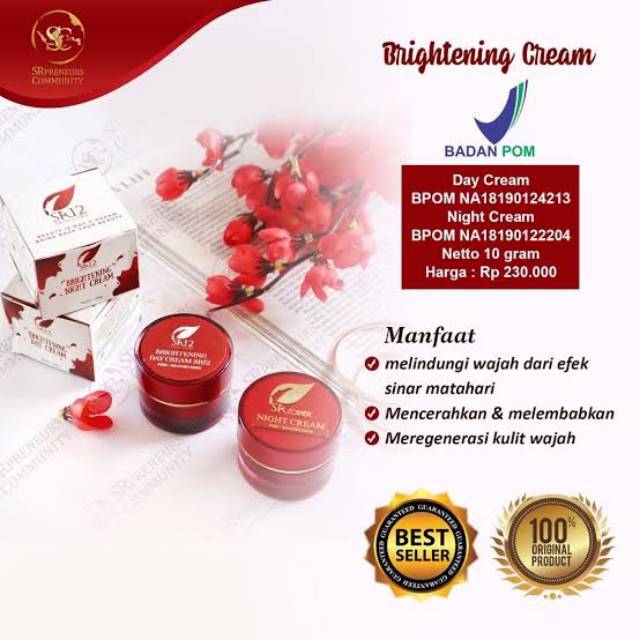 BRIGHTENING DAY CREAM NIGHT CREAM CREAM SIANG CREAM MALAM SR12
