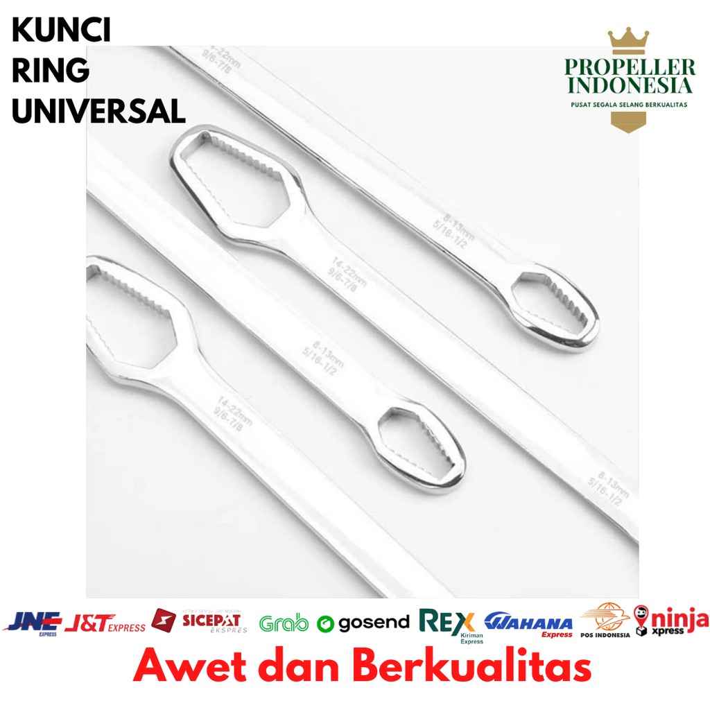 Kunci Inggris Kunci Ring Kunci Pas Universal 14mm-22mm dan 8mm-13mm Kunci Ring Pas Universal