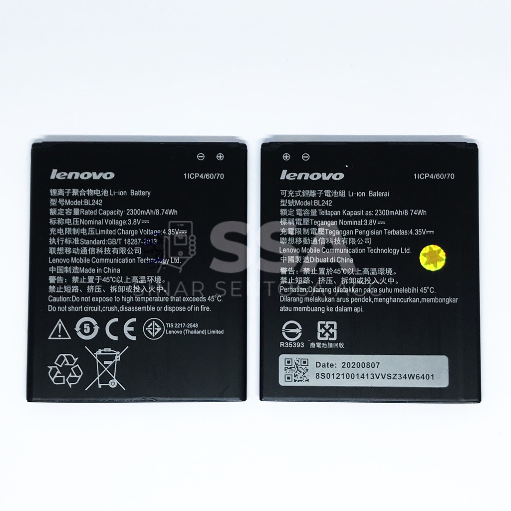 Baterai Original 100% Lenovo BL242 A6000 A6000+ A6010 A6020 A6600 A6600+ A2020 VIBE C K3 K3T A6000 PLUS A6600 PLUS