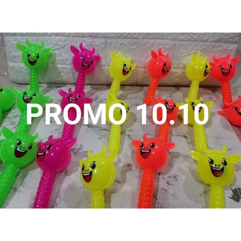 RUBBER STIK TOYS STICK TOY MAINAN ANAK Boneka Lampu dan Suara Puffer Ball cute animal best