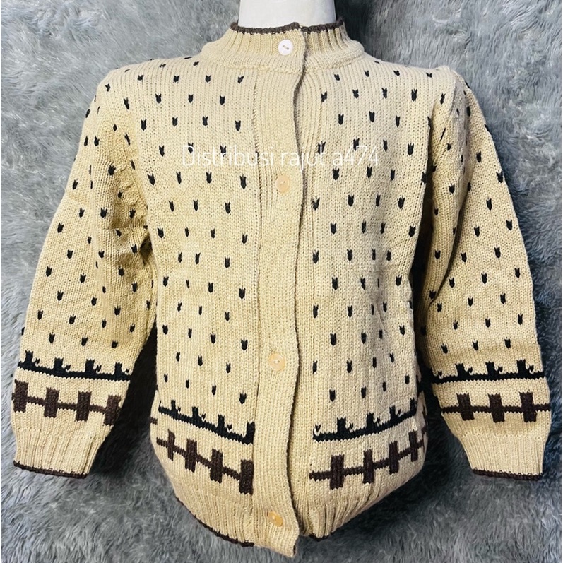 CARDIGAN RAJUT ANAK MOTIF BATIK UMUR 1 SAMPAI 3 TAHUN