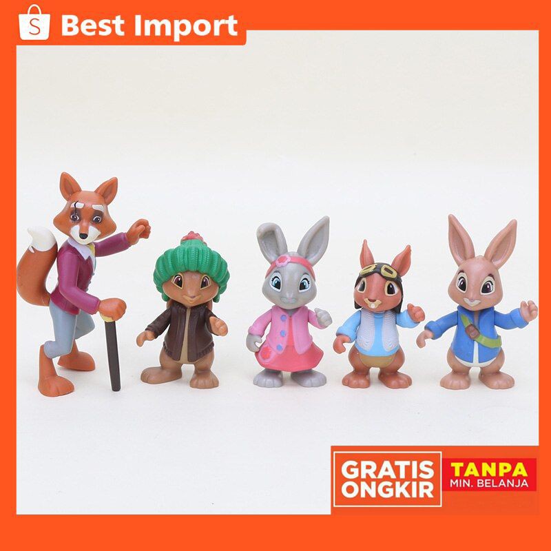 Action Figure Import Murah 5 Pcs/set Anime Peter Rabbit Figures, Mainan Paket Petualangan Lily Bobta