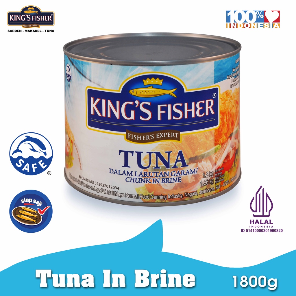 

King's Fisher Tuna dalam Air Garam Tuna in Brine Daging Tuna Makanan Kaleng 1800 gr