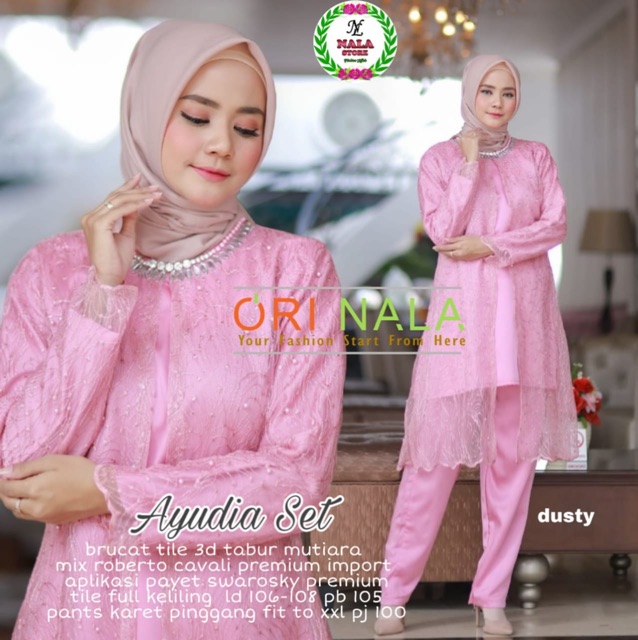 Ayudia set / Setelan baju brokat dan celana fit m to xxl / Setelan baju kondangan wanita
