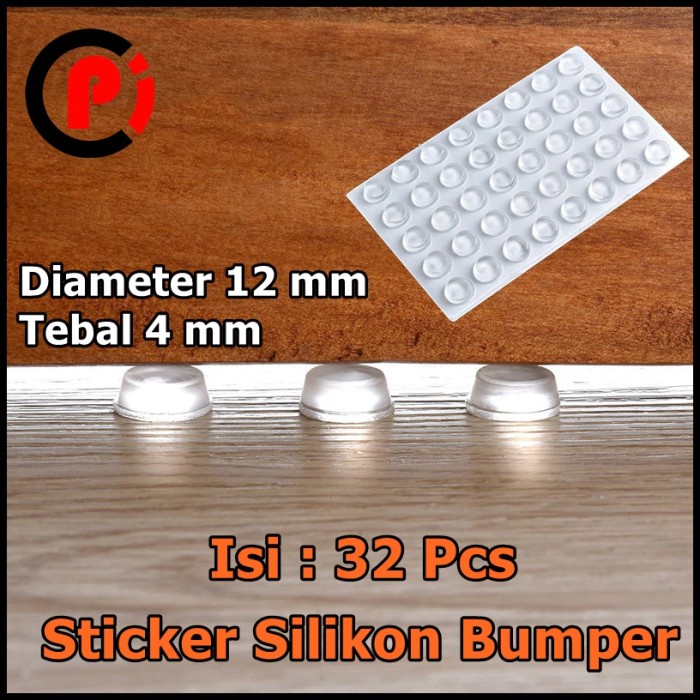 Isi 32Pcs Sticker Silikon Bumper Diameter 12mm Peredam Benturan 32 PCS