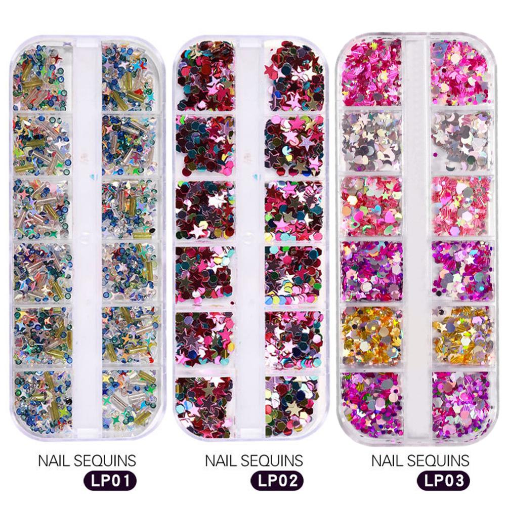 Lily Nail Sequin Hiasan Nail Art Kuku Serpihan Laser Desain Bulan Bintang Hati