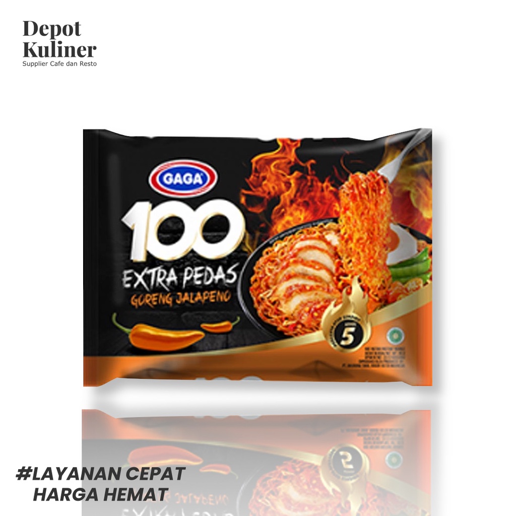 5 Pcs Mie Instant Gaga 100 85GR Extra Pedas Goreng Jalapeno