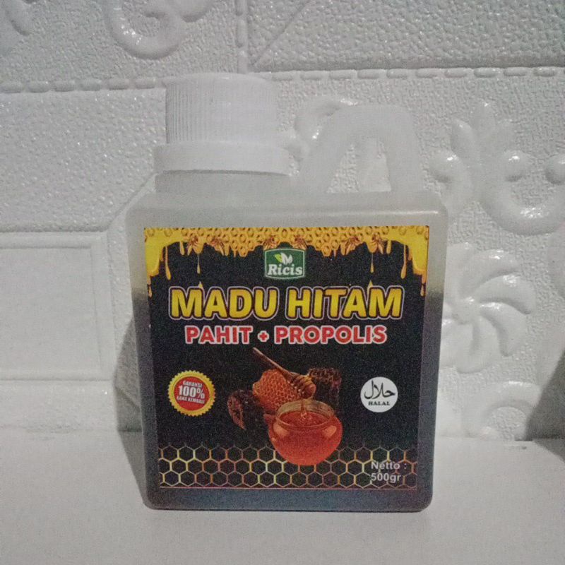 PROMO Madu hitam pahit plus propolis madu pahit MADU HITAM PAHIT PROPOLIS madu ricis NETTO 500 GRAM madu mentah madu peras