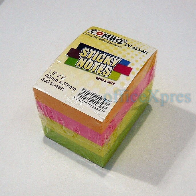 Combo Sticky Notes / Memo SNT 653 AN (Neon) (1.5 x 2”) / Memo Tempel / Post it / Index Mark-SNT-653-AN
