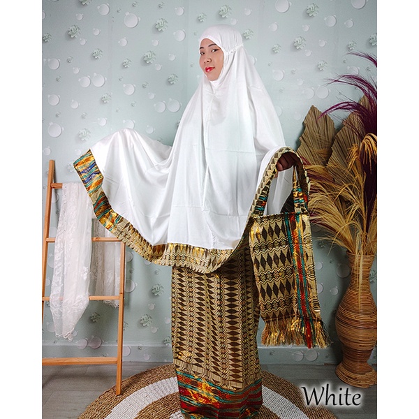 Sweet Honey ~ Mukena Songket Bali Dewasa Jumbo Rempel Motif Songket Prade Rayon Super Premium