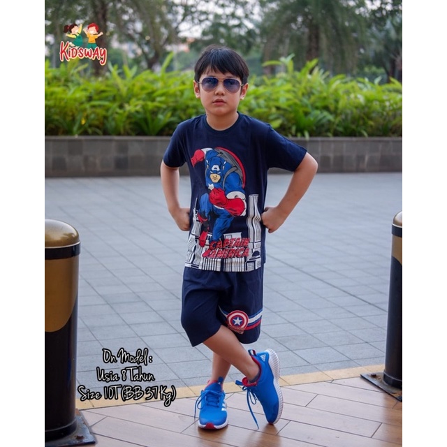 Setelan Kaos Anak Set Superhero Kidsway