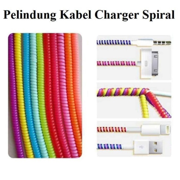 PELINDUNG KABEL CARGER CAS HP HEADSET MURAH | PELINDUNG KABEL DATA SPIRAL CHARGER CASAN HP ANDROID GRATIS ONGKIR BISA COD