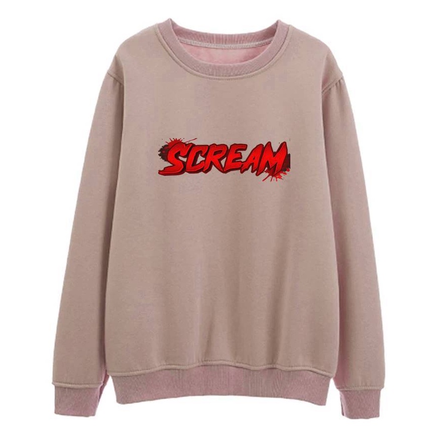 Scream Crewneck Sweater Pria Fleece Size M - XXL